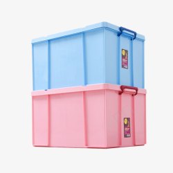 家居粉色的塑料收纳箱蓝色塑料周转箱子高清图片