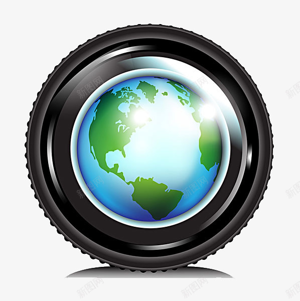 在镜头里的地球png免抠素材_新图网 https://ixintu.com 单反相机 变焦 摄像机 摄影机镜头 摄影设备 镜头 镜片