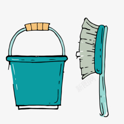 清洁帮手卡通清洁保洁用品水桶刷子元高清图片