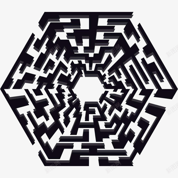 黑色六边形立体迷宫png免抠素材_新图网 https://ixintu.com 3D迷宫 六边形迷宫 游戏 立体 立体迷宫 迷宫 黑色