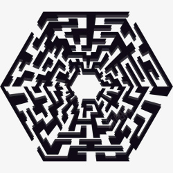 六边形迷宫黑色六边形立体迷宫高清图片