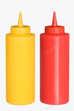 拧盖眼影红黄色调味品塑料番茄酱包装实物高清图片