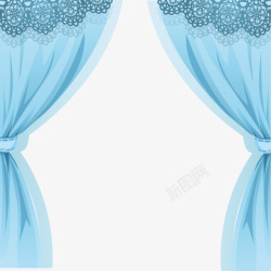 纱帘蓝色窗帘高清图片