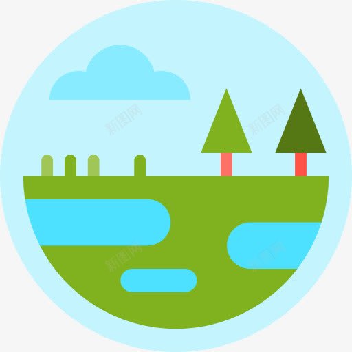 湿地图标png_新图网 https://ixintu.com 性质 树木 植被 水 湿地