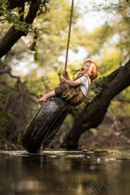 森林轮胎男孩钓鱼背景