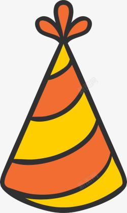 橙色礼物手绘卡哇伊生日帽高清图片