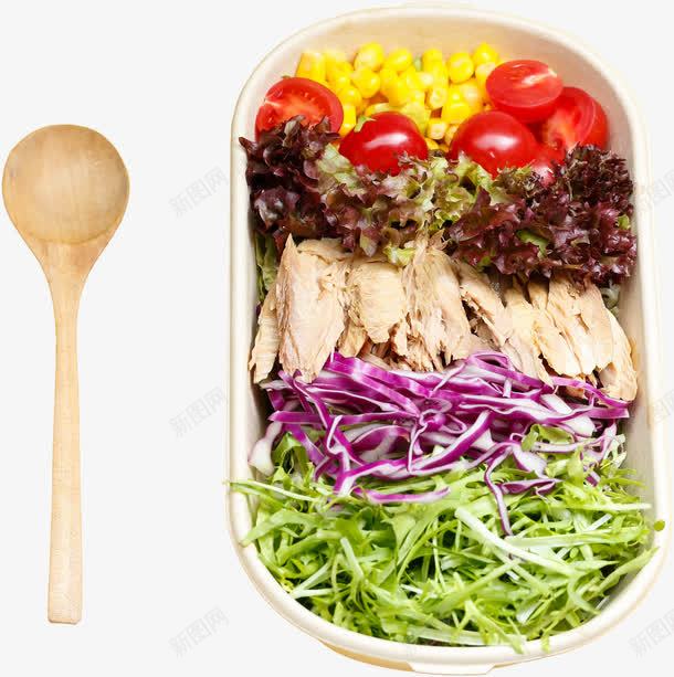 沙拉png免抠素材_新图网 https://ixintu.com PNG免扣图下载 减肥 减脂餐 勺子 装饰 食物 餐盒