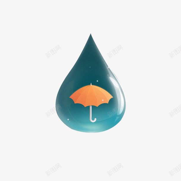 泪水里的伞png免抠素材_新图网 https://ixintu.com 卡通雨滴 唯美 水滴 泪水 蓝色 雨伞