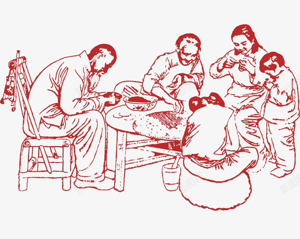 中国风做饭的一家人png免抠素材_新图网 https://ixintu.com 一家人 中国风 做饭的 免抠剪纸 工作的人们 红色剪纸