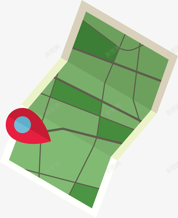 一张绿色地图矢量图ai免抠素材_新图网 https://ixintu.com 位置 地位 地图 地标 标注 红色 纸张 纸质 矢量图
