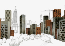 城市建筑框架素材