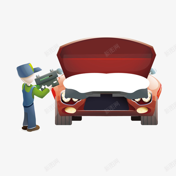 工厂工人在给汽车喷漆png免抠素材_新图网 https://ixintu.com 喷漆 汽修 汽车 汽车保养 汽车美容 洗车 红色