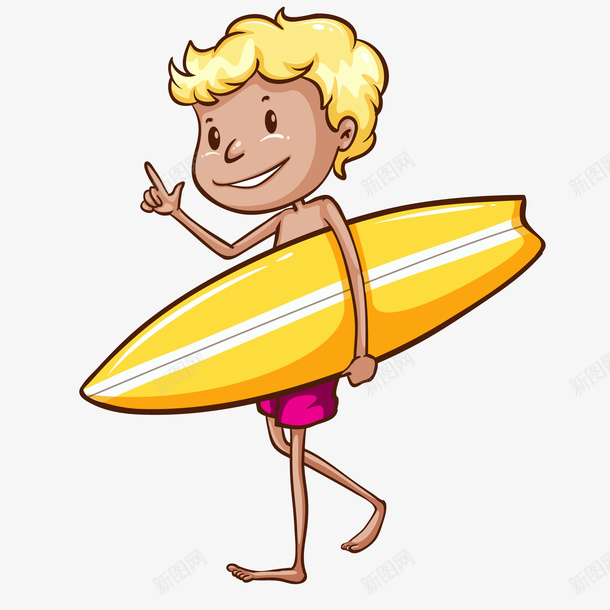 拿着冲浪板的人物png免抠素材_新图网 https://ixintu.com 人物设计 冲浪板 划桨板 卡通 旅行 海边度假 黄色