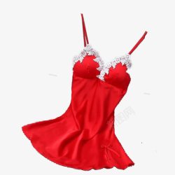 红色睡衣冰丝性感吊带睡裙高清图片