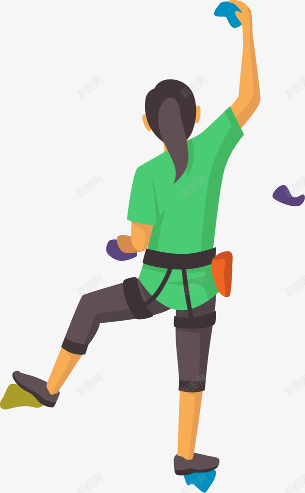 绿色卡通攀岩女孩png免抠素材_新图网 https://ixintu.com 健康 强身健体 攀岩 攀岩的孩子 攀登女孩 极限运动 运动健身 锻炼