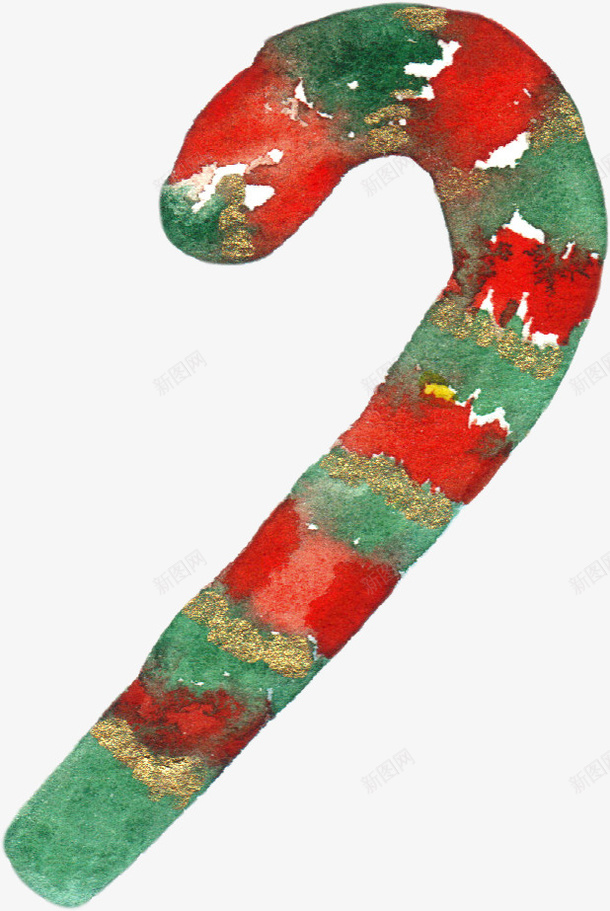手绘圣诞手杖png免抠素材_新图网 https://ixintu.com 圣诞 水彩 装饰 贴图