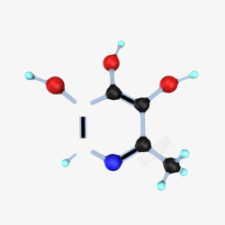 红色分子黑红色维生素B6分子形状高清图片