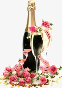 酒水节背景玫瑰香槟高清图片
