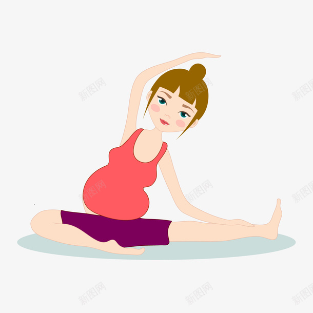 卡通孕妇瑜伽png免抠素材_新图网 https://ixintu.com 健身 卡通孕妇 孕妇瑜伽 背景装饰