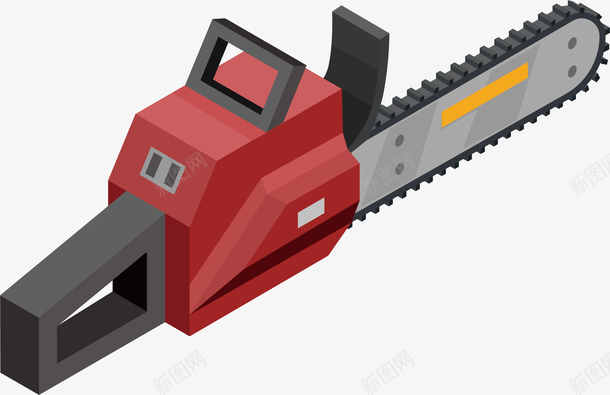 一把锋利的红色电锯工具矢量图ai免抠素材_新图网 https://ixintu.com 伐木 园林工具 工业生产 微观 电锯 细节图 锋利 锯子 锯齿 矢量图