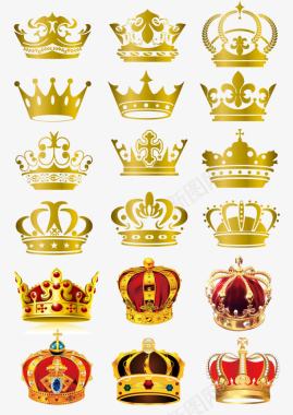 手绘金色各种皇冠图标图标