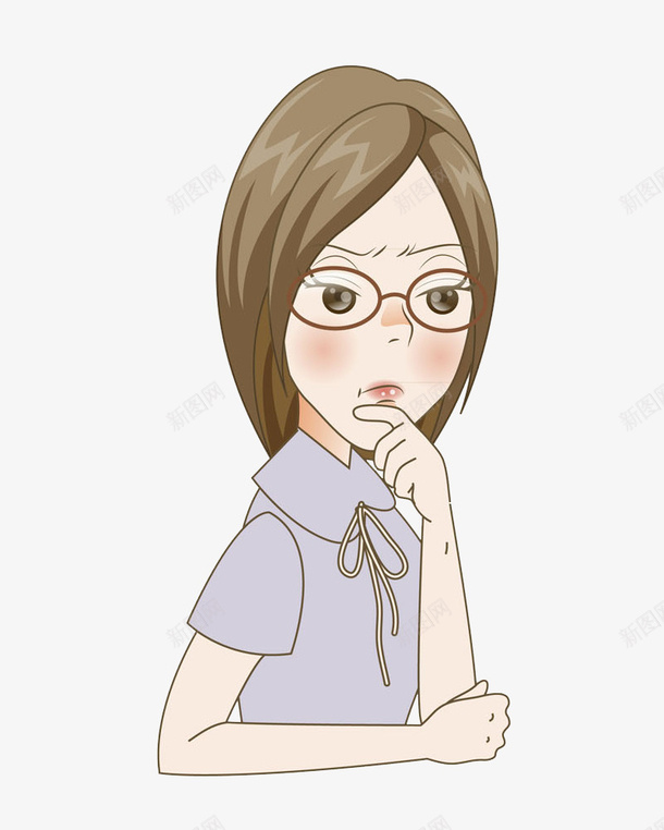 戴眼镜的女人png免抠素材_新图网 https://ixintu.com 严肃的 卡通 女人 插图 漂亮的 眼镜 老师