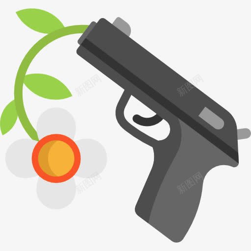 枪图标png_新图网 https://ixintu.com 和平 和平主义 嬉皮士 手枪 杂 枪 爱 花