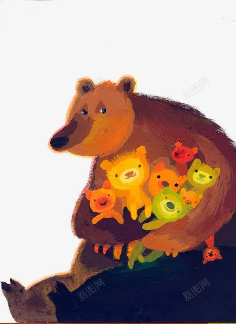 狗熊抱着小熊png免抠素材_新图网 https://ixintu.com 儿童 卡通 手绘 抱着小熊的大熊 插画 熊 绘本