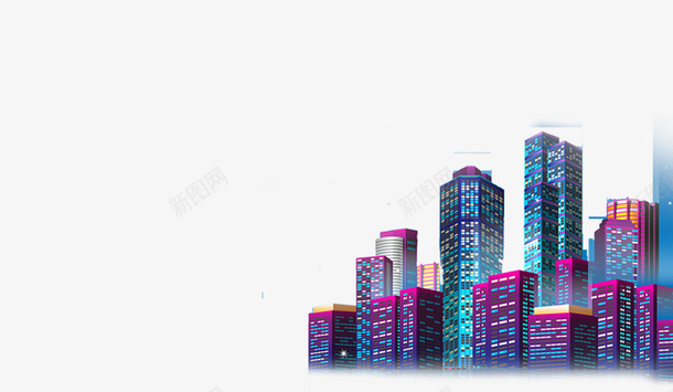 房地产图psd免抠素材_新图网 https://ixintu.com 房地产 紫红 风格图 高层建筑