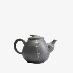 日式茶道银斑金缮茶壶手工描金龙蛋壶高清图片