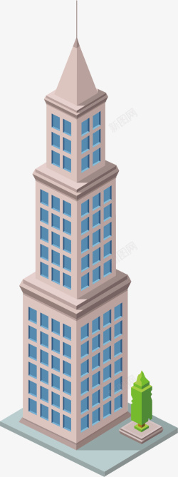 摩天大厦带尖的摩天大楼矢量图高清图片