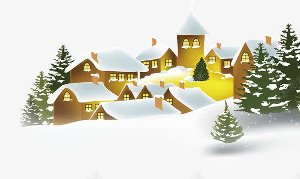 冬季房屋png免抠素材_新图网 https://ixintu.com 圣诞促销 圣诞节 雪房子 雪松