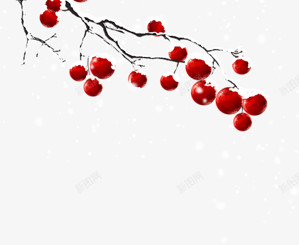 冬天树枝装饰png免抠素材_新图网 https://ixintu.com 冬天 树枝 白雪 装饰