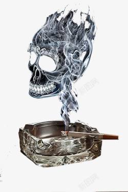 吸烟的危害灰色烟雾形成的骷髅头高清图片
