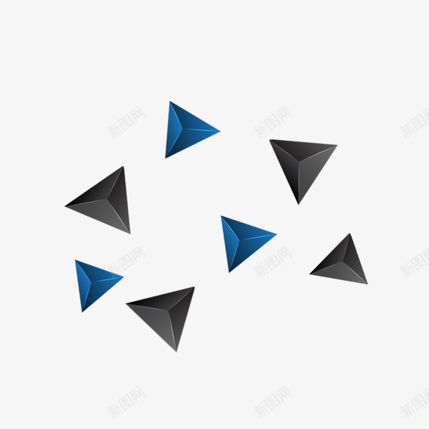 简约几何悬浮装饰png免抠素材_新图网 https://ixintu.com 几何图形 几何悬浮 简约 蓝色三角形 装饰 黑色三角形