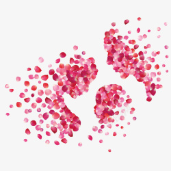 落地玫瑰花瓣唯美一家三口装饰花瓣矢量图高清图片