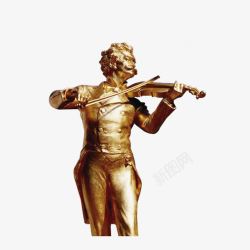 金色雕塑拉小提琴的人高清图片