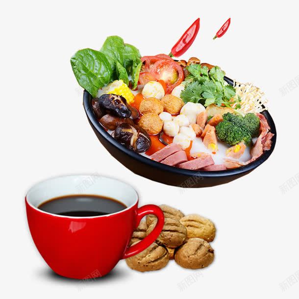 饮食饮品png免抠素材_新图网 https://ixintu.com 丸子 咖啡 杯子 绿色蔬菜 蔬菜 蘑菇 香肠 鲜香 麻辣烫