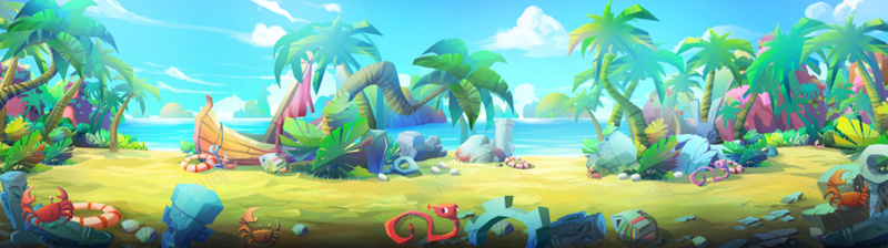 沙滩冒险游戏背景图背景