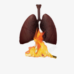 吸烟有害肺部插画吸烟者被烟和火熏烤的肺部高清图片