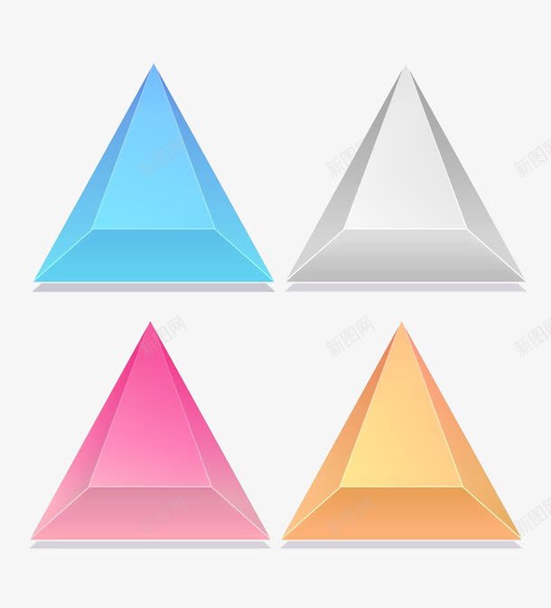四个颜色的三菱图标png_新图网 https://ixintu.com 三菱 三角 三角按钮 卡通手绘 图标 按钮 菱角