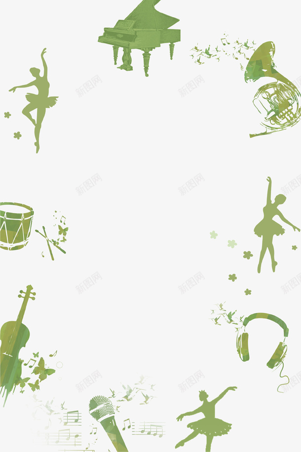 绿色创意音乐舞蹈背景psd免抠素材_新图网 https://ixintu.com 创意设计 海报 绿色 舞蹈 钢琴 音乐