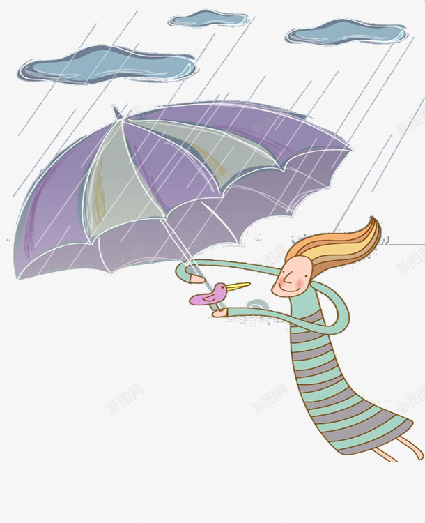 飞翔的梦想png免抠素材_新图网 https://ixintu.com 下雨 伞 卡通 春雨 绘画 装饰