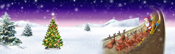 圣诞海报bannerjpg设计背景_新图网 https://ixintu.com 圣诞树 圣诞老人 星空 雪地 雪橇车