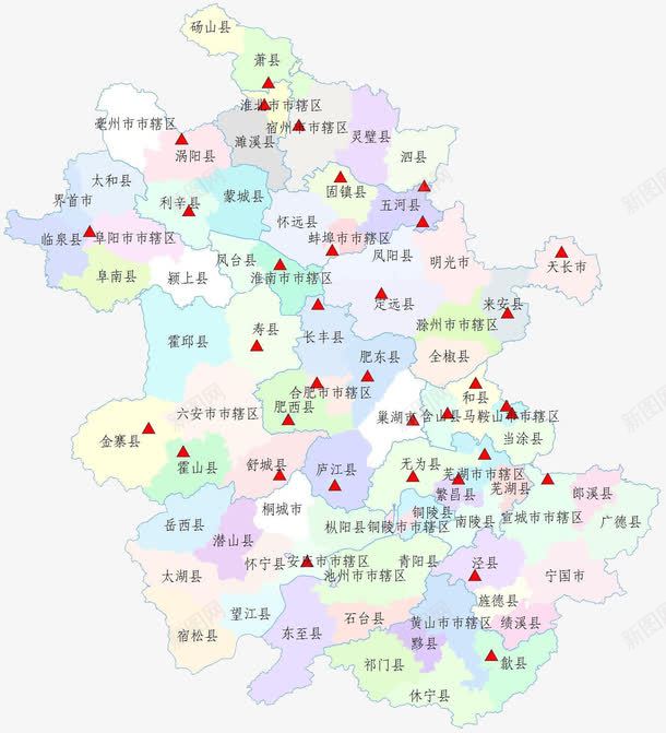 安徽地图png免抠素材_新图网 https://ixintu.com 乡镇 安徽地图 山脉 市级 旅游 高清地图