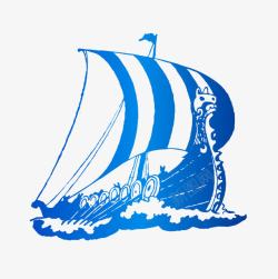 扬帆卡通蓝色帆船图标高清图片