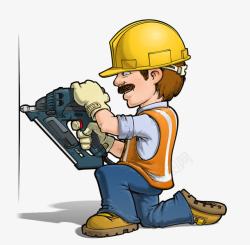 工地施工电钻工具电砖装修安装工人高清图片