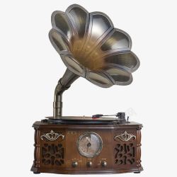 黑胶唱机哑光铜质留音机高清图片