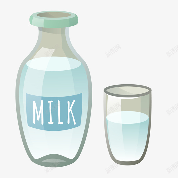 卡通牛奶瓶矢量图ai免抠素材_新图网 https://ixintu.com 卡通 厨房 烘培 牛奶 食材 饮品 饮料 矢量图