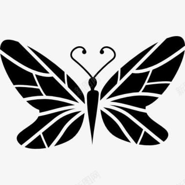 黑色的蝴蝶翅膀上的观点与线路标图标图标